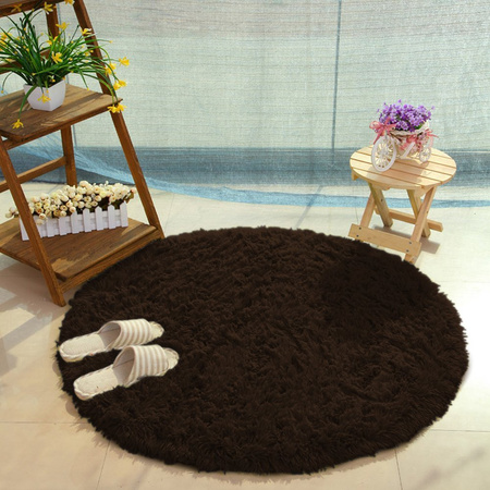 Shaggy Strado 100x100 DarkCoffee round rug (Dark brown)