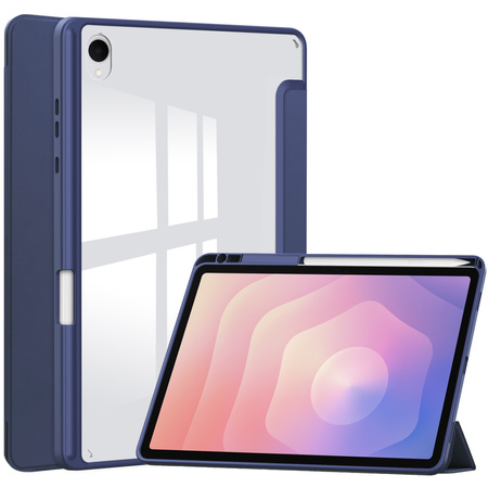 Puzdro Clear Pencil na Samsung Galaxy Tab S11 11 SM SMX736 s klapkou, tmavomodré - ochranné