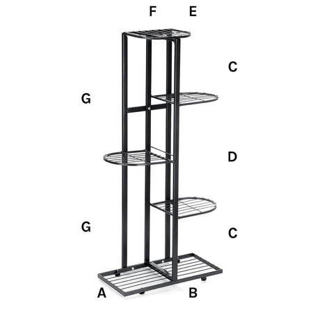 Standing metal flower stand black for 6 flower pots - elegant flower stand