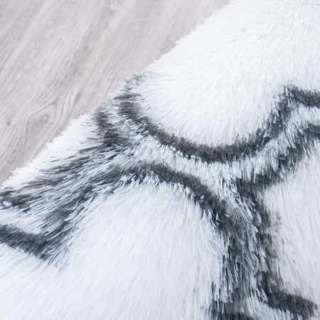 Dywan okrągły do salonu shaggy DECOR antypoślizgowy miękki puszysty 120x120 White Lantern