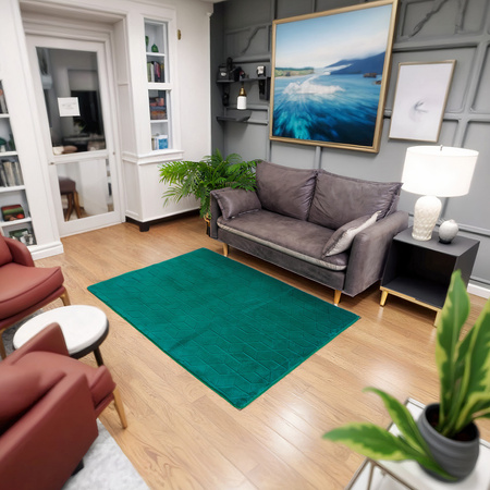 Dywan Rabbit 3D pluszowy miękki jedwabisty futro królika 160x220, zielony