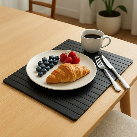 Podłokietnik na sofę kanapę podkładka nakładka elastyczna taca bambusowa (Czarny)