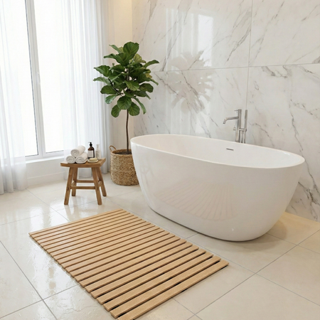 Mata łazienkowa duża antypoślizgowa pod prysznic brodzik do sauny basenu XL, beżowa