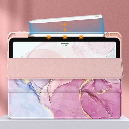 Puzdro grafické na Apple iPad 10.9 2022 Gen 10 / 11 2025 A16 Gen 11 s klapkou, ružové - ochranné so stojanom