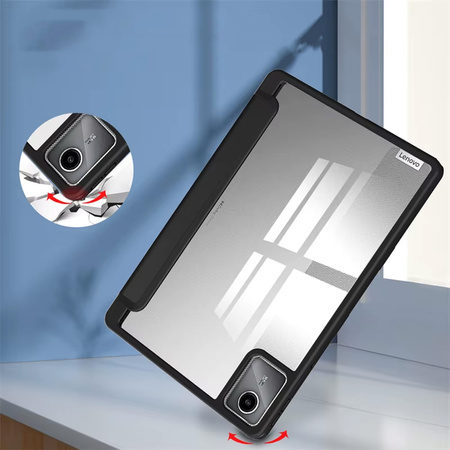 Puzdro Crystal case na Lenovo Tab M11 10.95 11 / 11 TB330, čierne - ochranné so stojanom