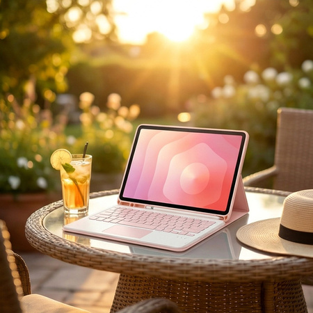 Etui i KLAWIATURA touchpad do Samsung Galaxy S11 X730 X736 uchwyt na rysik, różowe