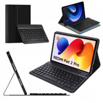 Puzdro s klávesnicou Bluetooth na Redmi Pad 2 Pro 2025, čierne - ochranné so stojanom, prístup k portom a tlačidlám