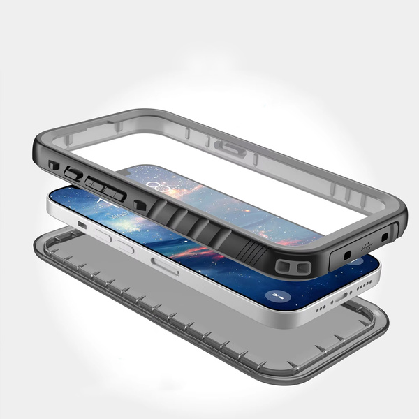 Etui wodoodporne IP68 360 do iPhone 13, czarne - ochronne z podstawką, dostęp do portów i przycisków