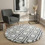 Dywan okrągły do salonu shaggy DECOR antypoślizgowy miękki puszysty 120x120, biały