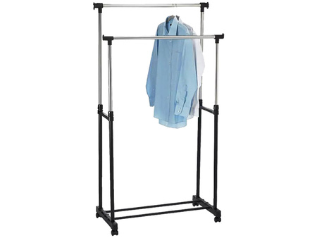 Double clothes hanger rack on wheels