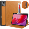 Etui skórzane z kieszeniami do Lenovo Tab M11 10.95, brązowe - ochronne z podstawką, dostęp do portów i przycisków