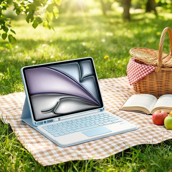 Etui z klawiaturą touchpad do iPad Air 11 M4 2026/ Air 11 M3 2025/ Air 11 M2 2024, gen. 8/ 7/ 6, niebieskie