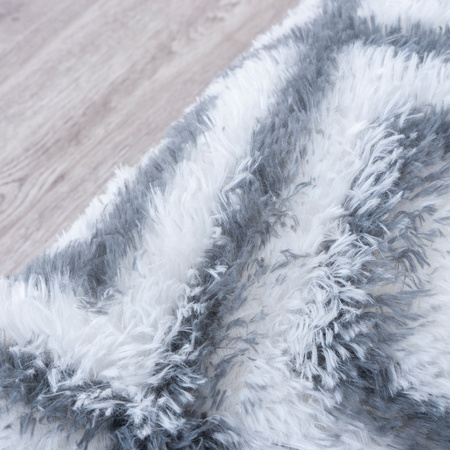 Dywan okrągły do salonu shaggy DECOR antypoślizgowy miękki puszysty 140x140, biały