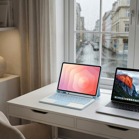 Etui i KLAWIATURA touchpad do Samsung Galaxy S11 X730 X736 uchwyt na rysik, niebieskie