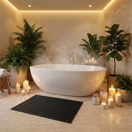 MATA łazienkowa antypoślizgowa POD PRYSZNIC brodzik do sauny basenu 43x61, czarna