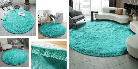Shaggy Strado 120x120 round carpet TurquoiseSea (Turquoise)