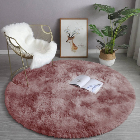 Dywan okrągły Shaggy Ombre 140x140 cm, fioletowy - pluszowy do salonu