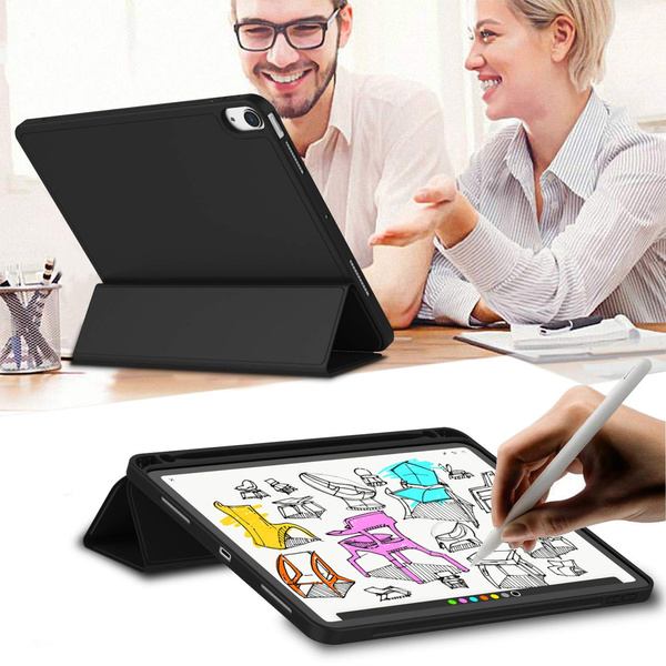 Etui Smart Pencil do iPad Air 11 M4 M3 M2, 2026/ 25/ 24, gen. 8/ 7/ 6, czarne - ochronne z podstawką