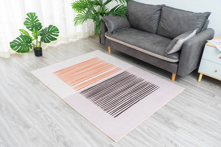 NOVO Strado modern carpet for living room delicate beige velvet pattern Sand Lines 120x160 cm
