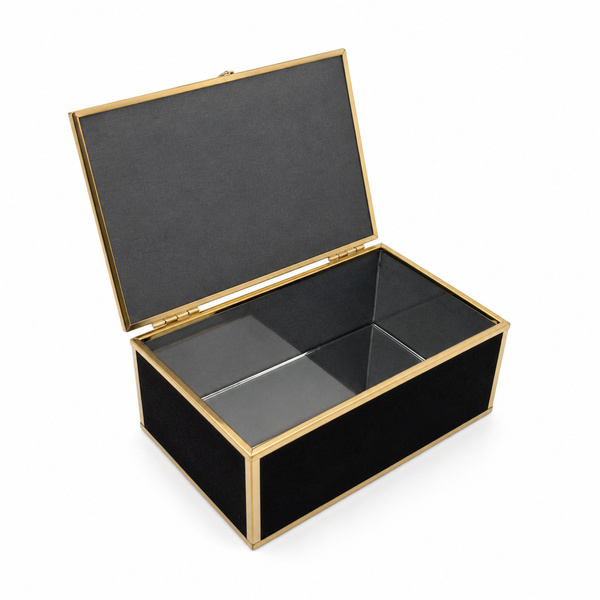 Szkatułka na biżuterię 18x13x7 cm organizer pudełko dekoracyjna pojemna welurowa czarna