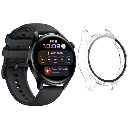 Etui obudowa 2w1 ze szkłem do Huawei Watch 3 Pro (Bezbarwne)