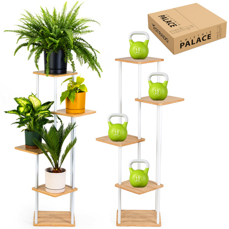Stojan na kvety kovový na kvety stojaci vysoký 5 úrovní veľký 106cm XL Palace, biely