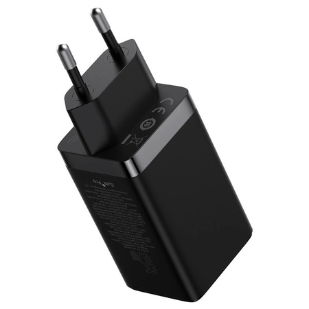 Rýchla nabíjačka sieťová GaN 2xUSB C 1xUSB 65W Baseus GaN5 Pro + kábel USB C USB C 100W, čierny