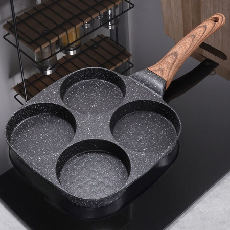 Egg Pan Granite 4 Holes BLACK&WOOD 19x19 cm