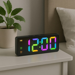 Budík hodiny elektronický digitálny LED 24h hlasný budík driemanie teplota, čierny