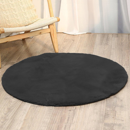 Rabbit Strado 140x140 DeepGrey round rug (Gray)