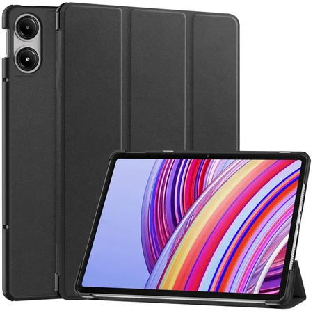 Puzdro Smart s klapkou na Xiaomi Redmi Pad Pro 12.1 2024, čierne - ochranné so stojanom, prístup k portom a tlačidlám