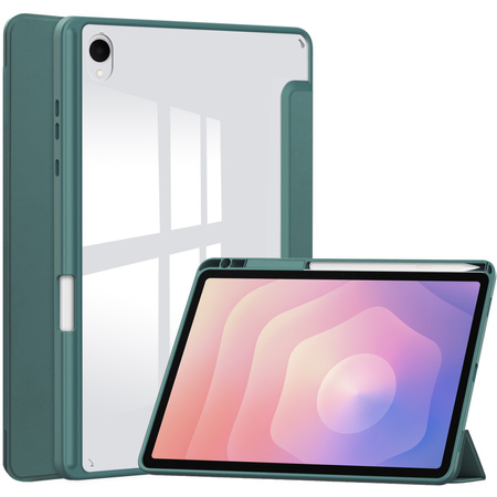 Puzdro Clear Pencil na Samsung Galaxy Tab S11 11 SM SMX736 s klapkou, zelené - ochranné