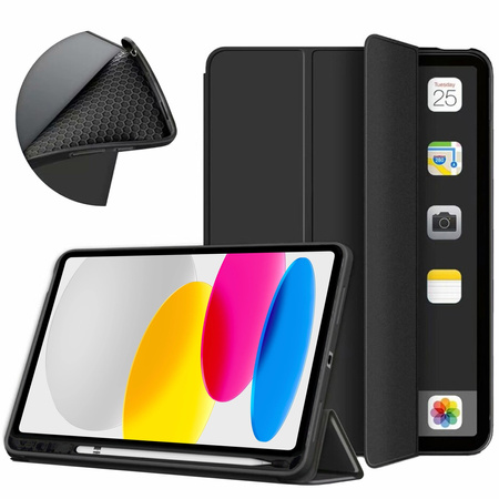 Puzdro Smart na iPad 10.9 2022 Gen. 10, čierne - ochranné so stojanom, prístup k portom a tlačidlám