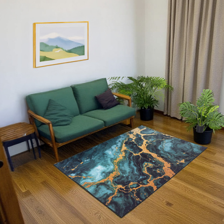 NOVO Strado modern carpet for living room marble pattern velvet Malachite 140x200 cm