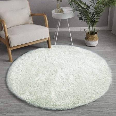 Dywan okrągły Shaggy 150x150 cm, biały - pluszowy, miękki do salonu i sypialni