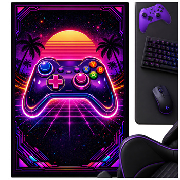 Dywan gamingowy 100x150 dla gracza mata pod fotel antypoślizgowy Retro Pad