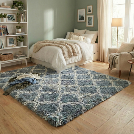 Dywan do salonu shaggy DECOR antypoślizgowy miękki puszysty modny 100x150, srebrny