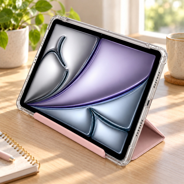 Etui Hard Crystal do Apple iPad Air 13 M4 M3 M2 2026/ 25/ 24 gen 8/ 7 z klapką - różowe