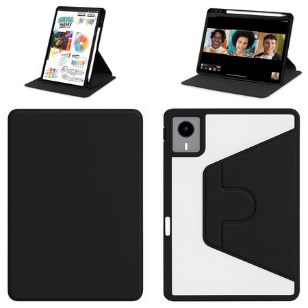 Etui Obrotowe Clear do Lenovo Idea Tab 11 2025, czarne - ochronne z podstawką