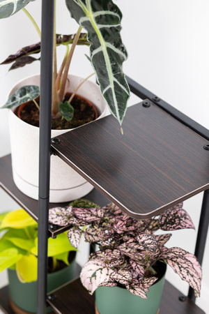 Duży stojący kwietnik 106cm metalowy 6 poziomów na kwiaty regał loft MONDO, czarny