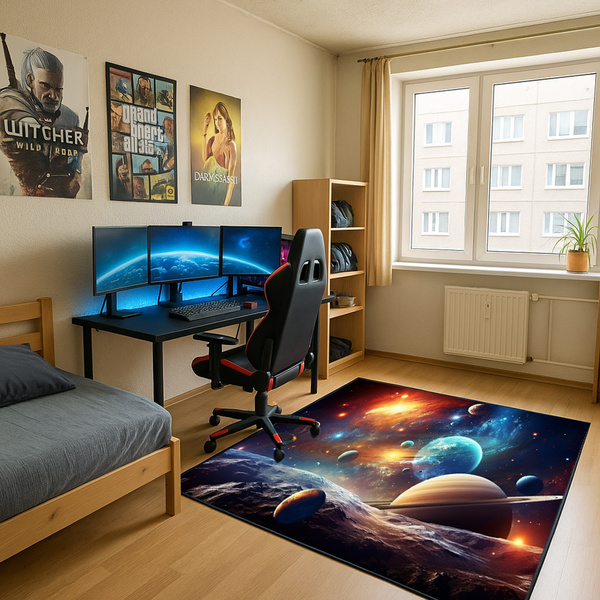 Koberec herný 3D Kosmos 120x170 cm - moderný 3D vzor do izby hráča