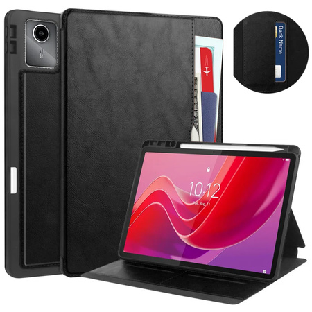 Etui skórzane z kieszeniami na karty/ dokumenty do Lenovo Tab M11 TB330FU, czarne