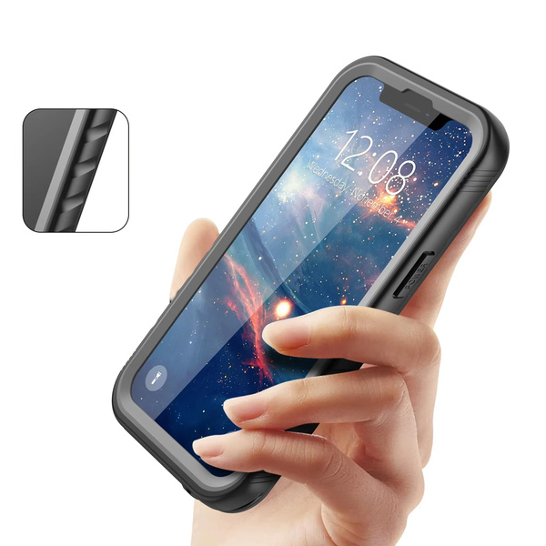 Etui wodoodporne IP68 360 do iPhone 13, czarne - ochronne z podstawką, dostęp do portów i przycisków