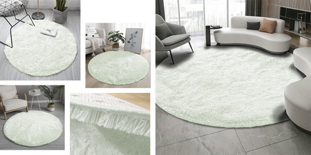 Shaggy Strado 90x90 WhiteLime round carpet (White LImon)