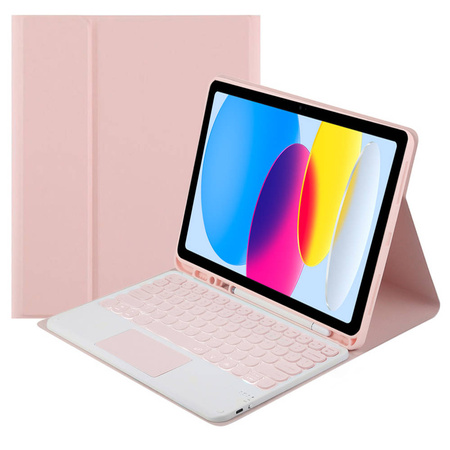 Etui z klawiaturą touch do iPad 10.9 2022 Gen. 10 / iPad 11 2025 A16 Gen. 11, różowe - ochronne z podstawką