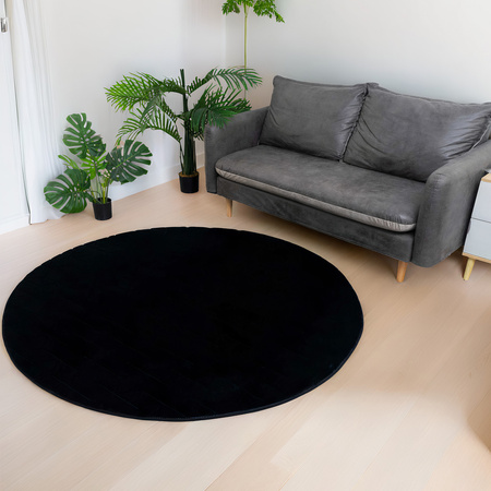 STRADO round Rabbit 3D plush soft like rabbit anti-slip carpet 140 Black
