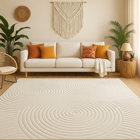 Dywan 160x230 do salonu pętelkowy duży japandi nowoczesny ciężki gruby POLO, szary