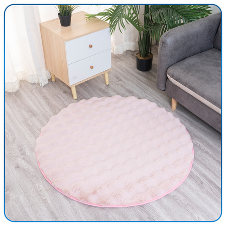 Dywan okrągły Rabbit Bubble 120 cm - miękki puszysty dywan do salonu i sypialni - różowy