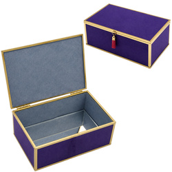 Szkatułka na biżuterię 18x13x7 cm organizer pudełko dekoracyjna pojemna welurowa fioletowa