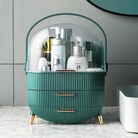 Casket organizer trunk for cosmetics jewelry (Bottle Green)